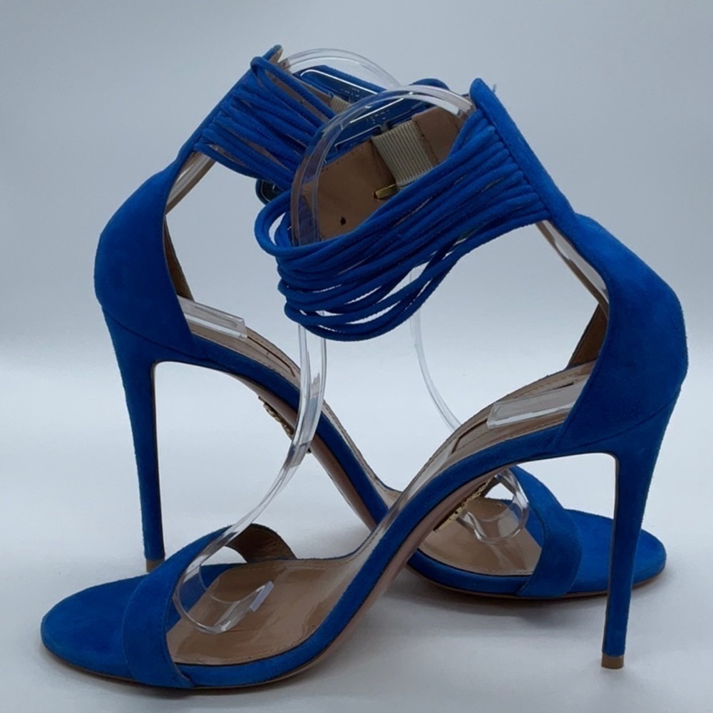 EUC - Aquazzura Blue Casablanca 110 Suede Sandals - Picture 6 of 13